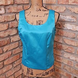Jessica Howard Aqua Blue Sleeveless Top - Scoop Neck Shell - Size 6